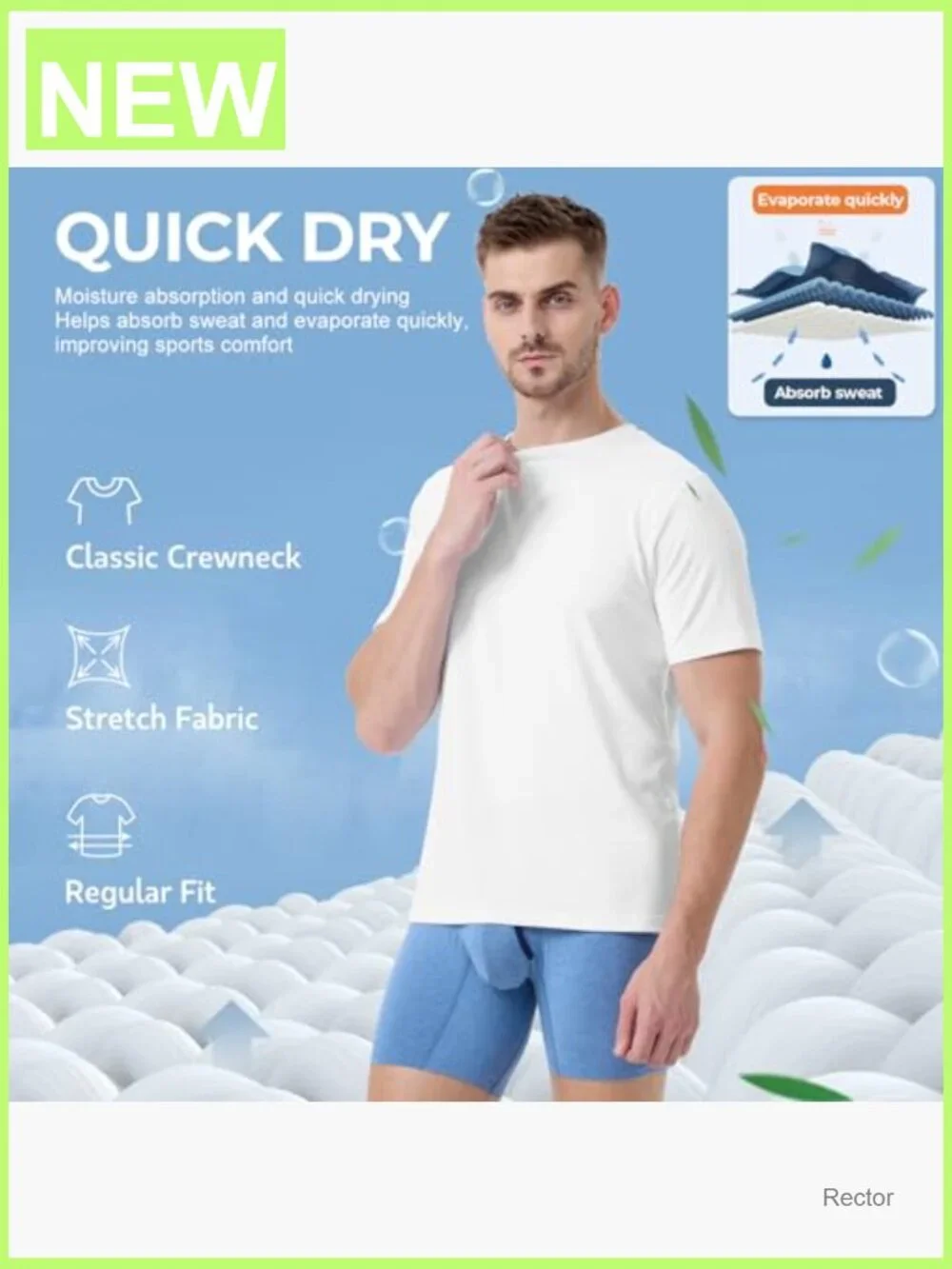 Slim Fit Crewneck Undershirts 3 Pack Moisture Wicking Soft Stretch Breathable
